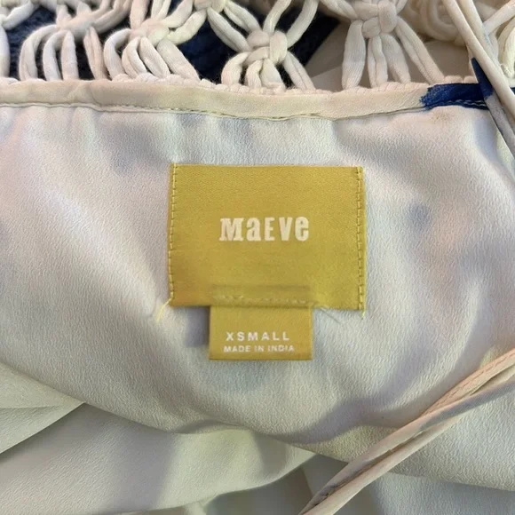 Anthropologie Maeve Crochet White and Blue Maxi Dress - Picture 6 of 6